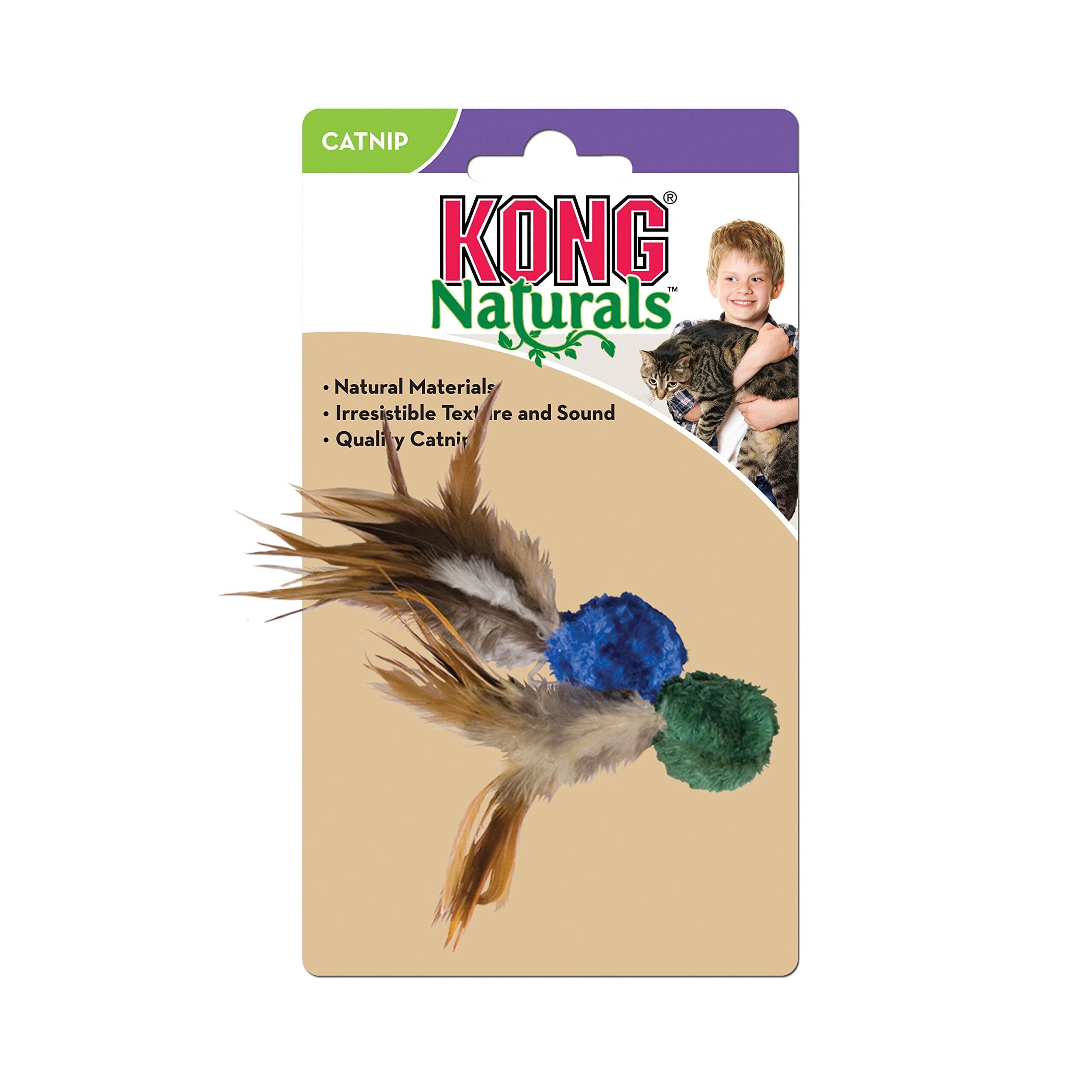 Kong Naturals Crinkle Ball with Feathers Catnip Cat Toy