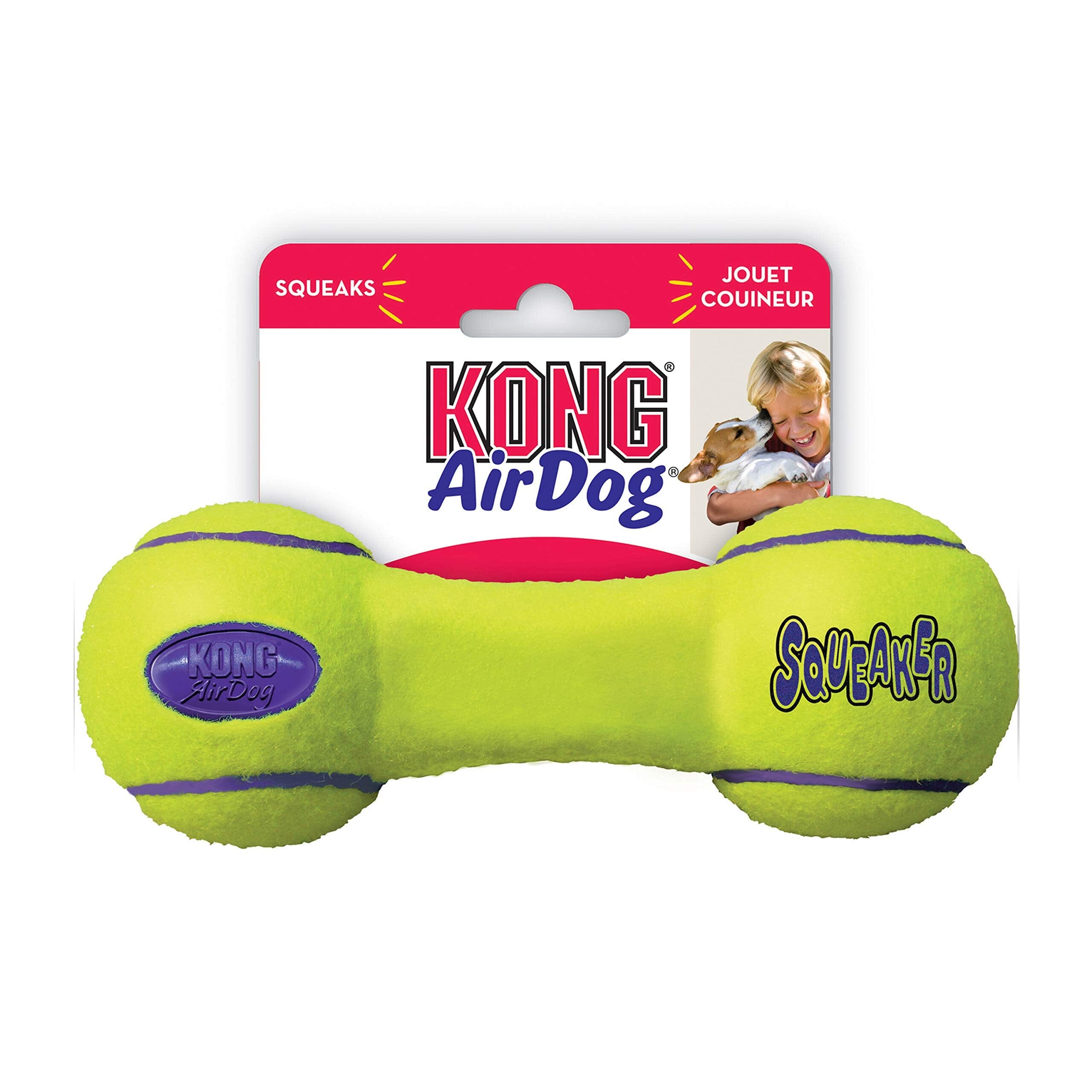 Kong SqueakAir Tennis Dumbell Fetch and Squeaker Felt Dog Toy - Medium
