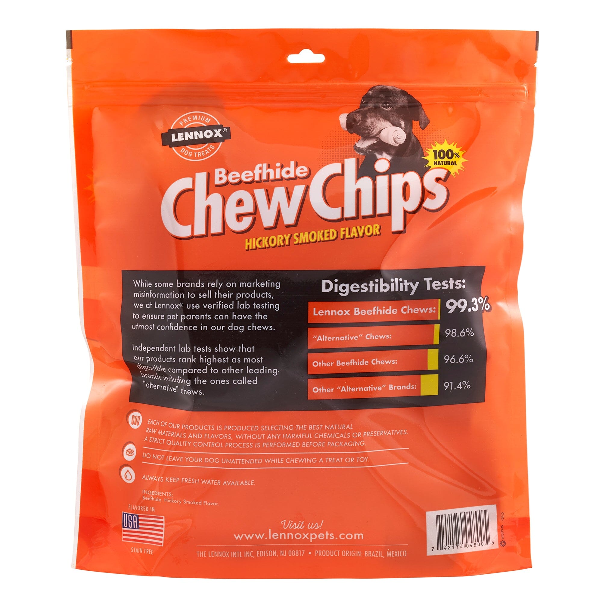 Lennox Beefhide Chew Chips Dog Treat Hickory Smoked - 16 Oz