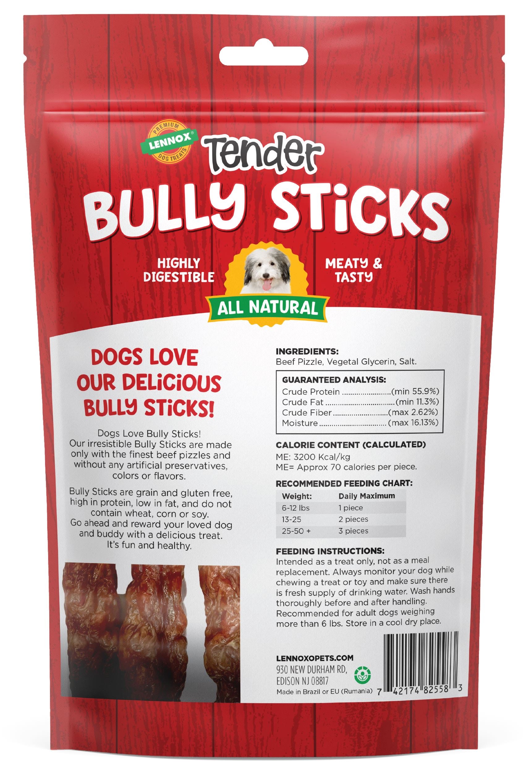 Lennox Tender Bully Sticks Dog Treat - 4-5 in - 4 Oz