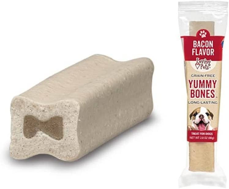 Loving Pets Yummy Bone Flavor Filled Bone Singles Natural Dog Chews - Bacon - 2.8 Oz - 15 Pack