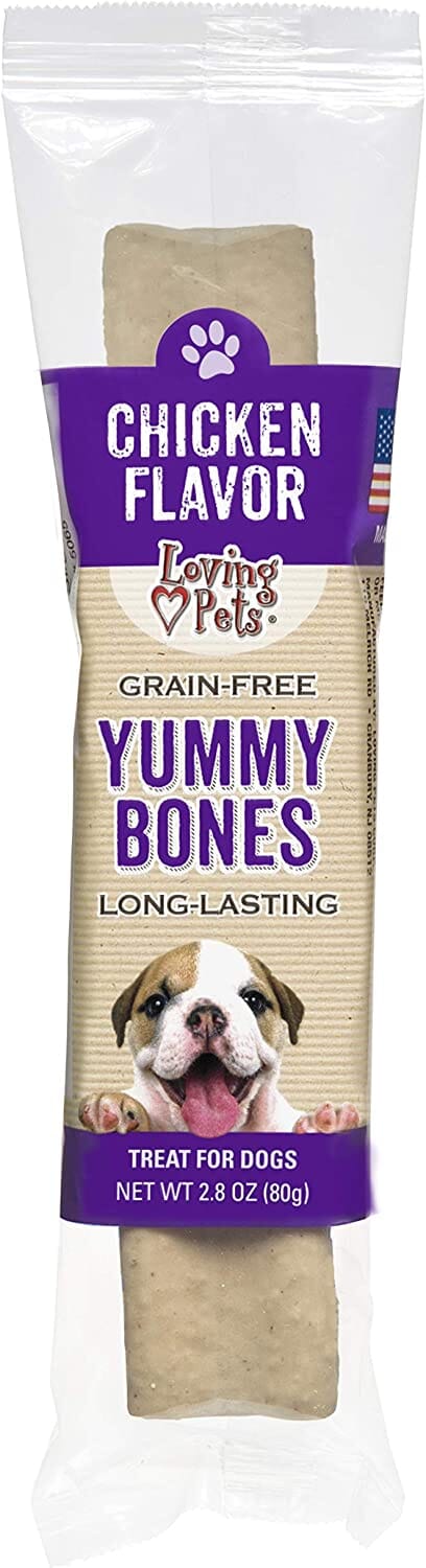 Loving Pets Yummy Bone Flavor Filled Bone Singles Natural Dog Chews - Chicken - 2.8 Oz - 15 Pack