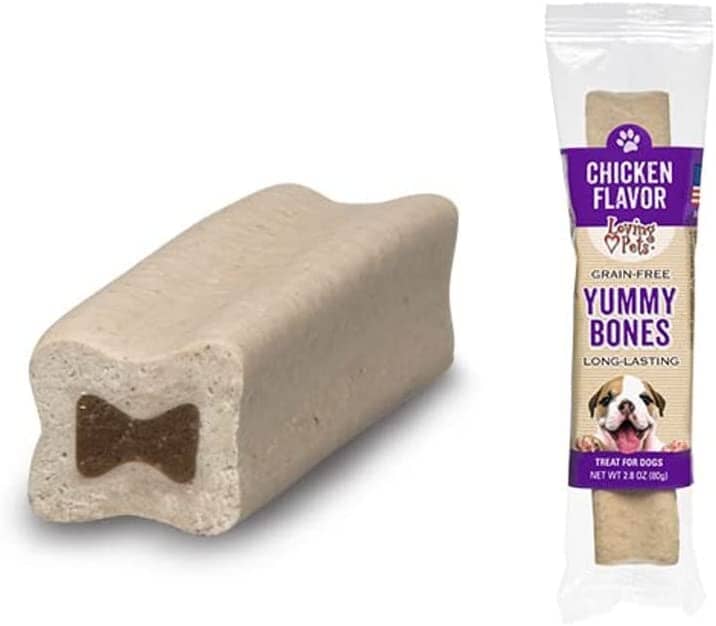 Loving Pets Yummy Bone Flavor Filled Bone Singles Natural Dog Chews - Chicken - 2.8 Oz - 15 Pack