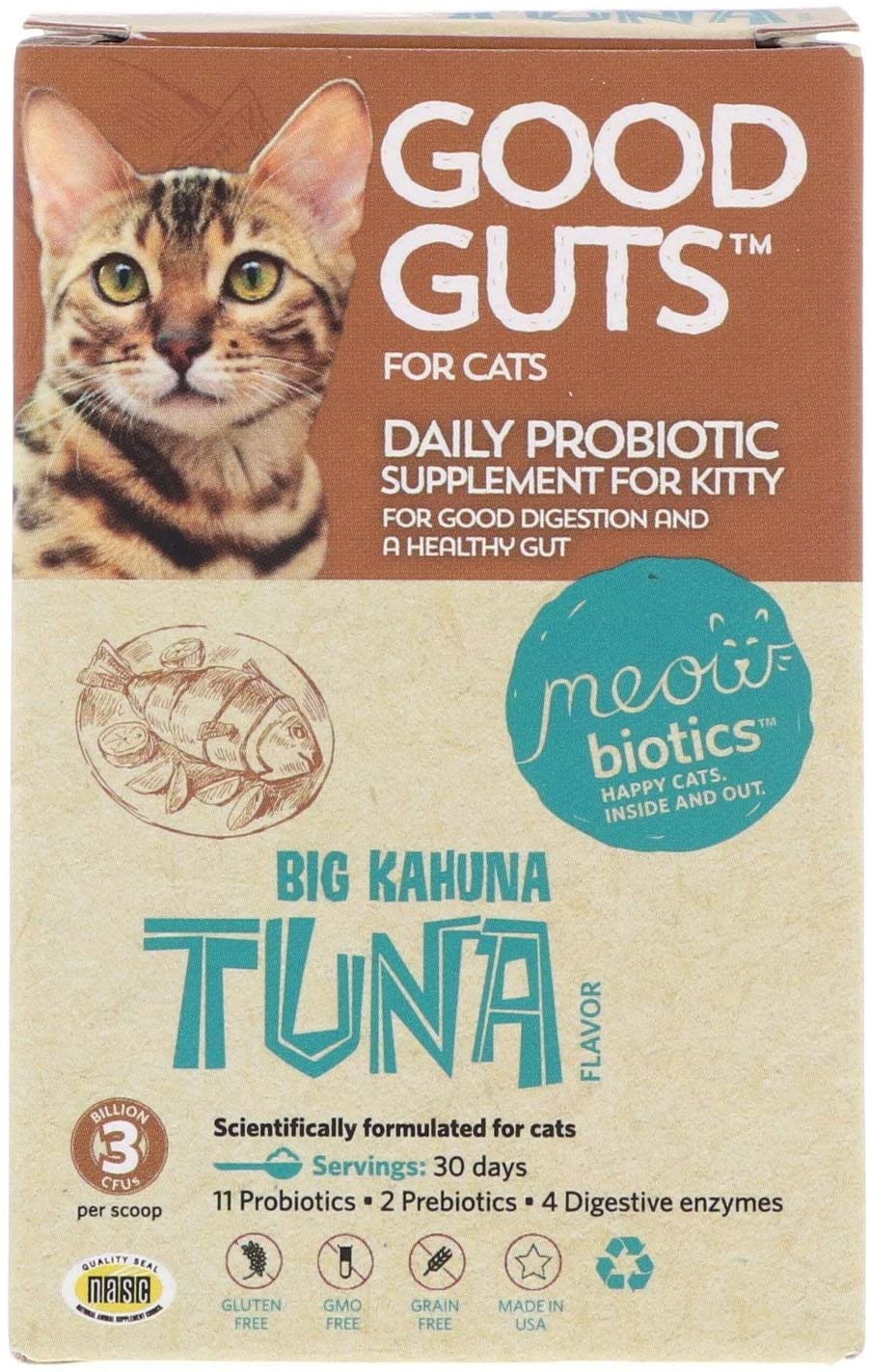 Meowbiotics Human-Grade Good Guts Meow Digestive Cat Supplement