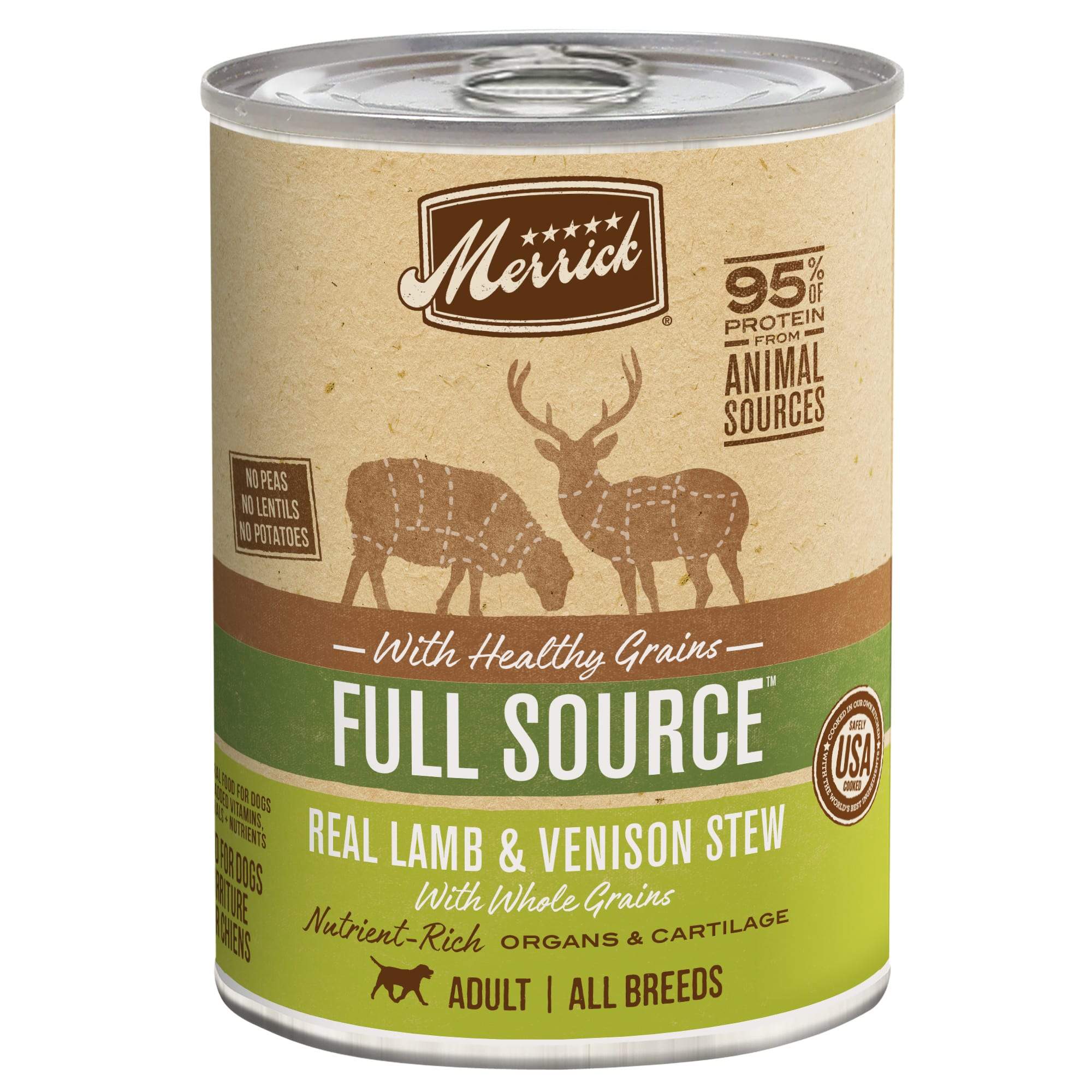 Merrick Full Source Healthy Grains Lamb and Venison Recipe Wet Canned Dog Food - 12/12.7 oz Cans - Case of 12  