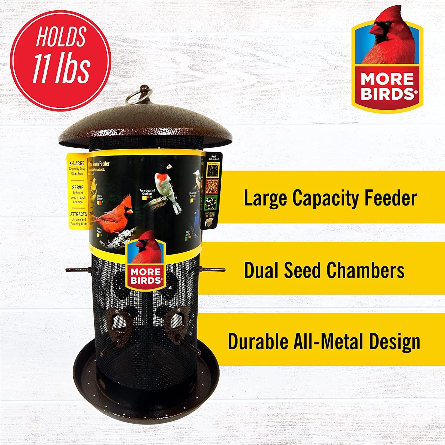 More Birds Combo Sunflower or Thistle Wild Bird Feeder - Copper - 11 Lb Cap