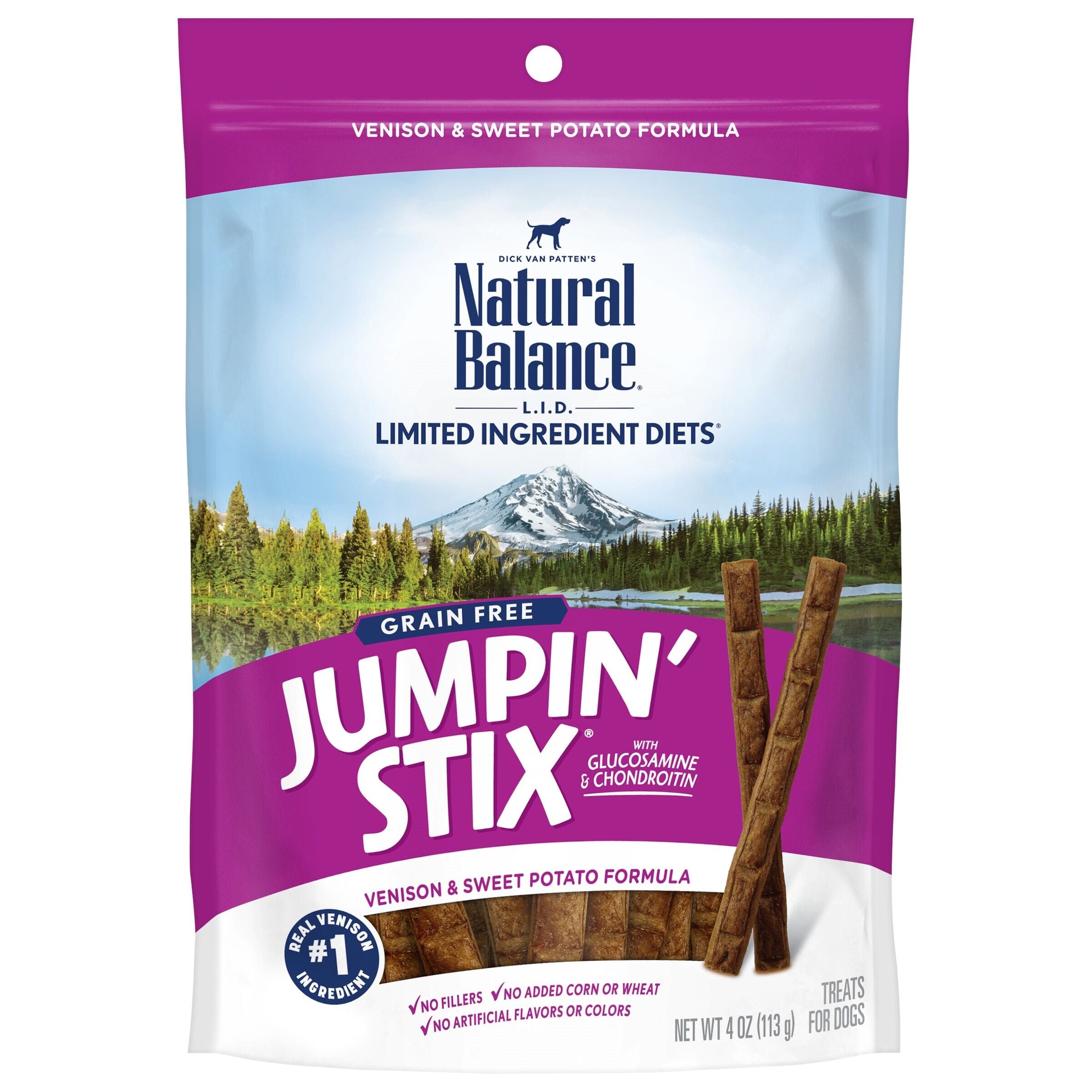 Natural Balance Pet Foods Limited Ingredient Diet Grain Free Jumpin' Stix Dog Treats - Standard - Venison - 4 Oz