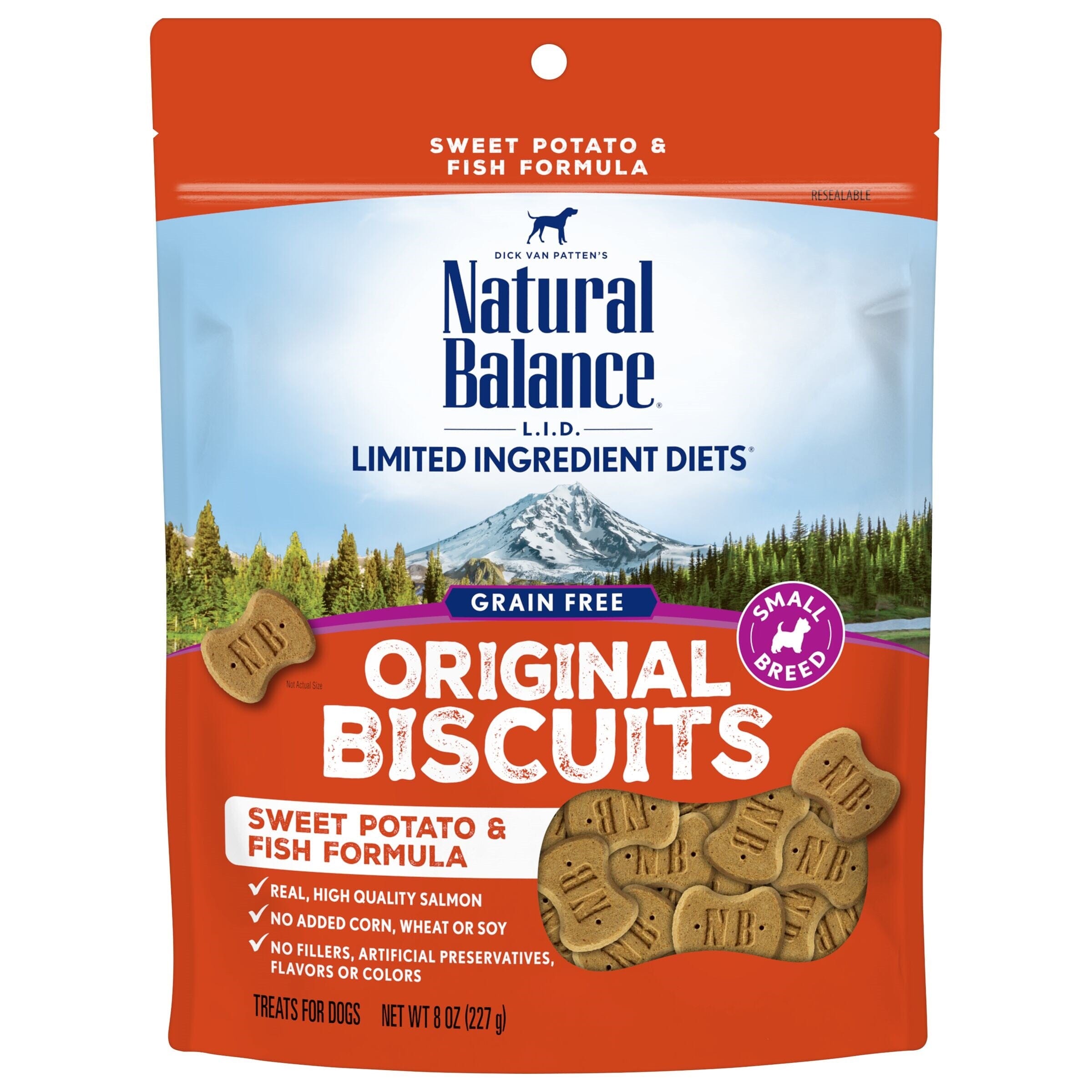 Natural Balance Pet Foods Limited Ingredient Treats Original Biscuits Small Breed Dog Treats - Fish & Sweet Potato - 8 Oz