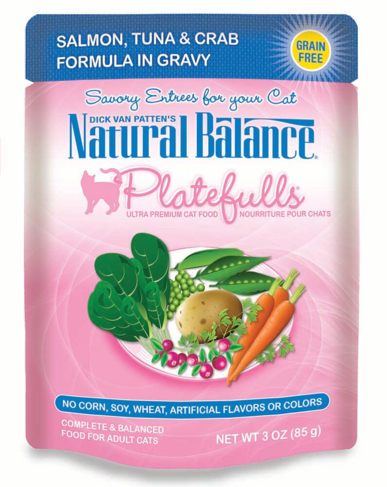 Natural Balance Pet Foods Platefulls Wet Cat Food Salmon, Tuna & Crab in Gravy - 3 Oz - Case of 24