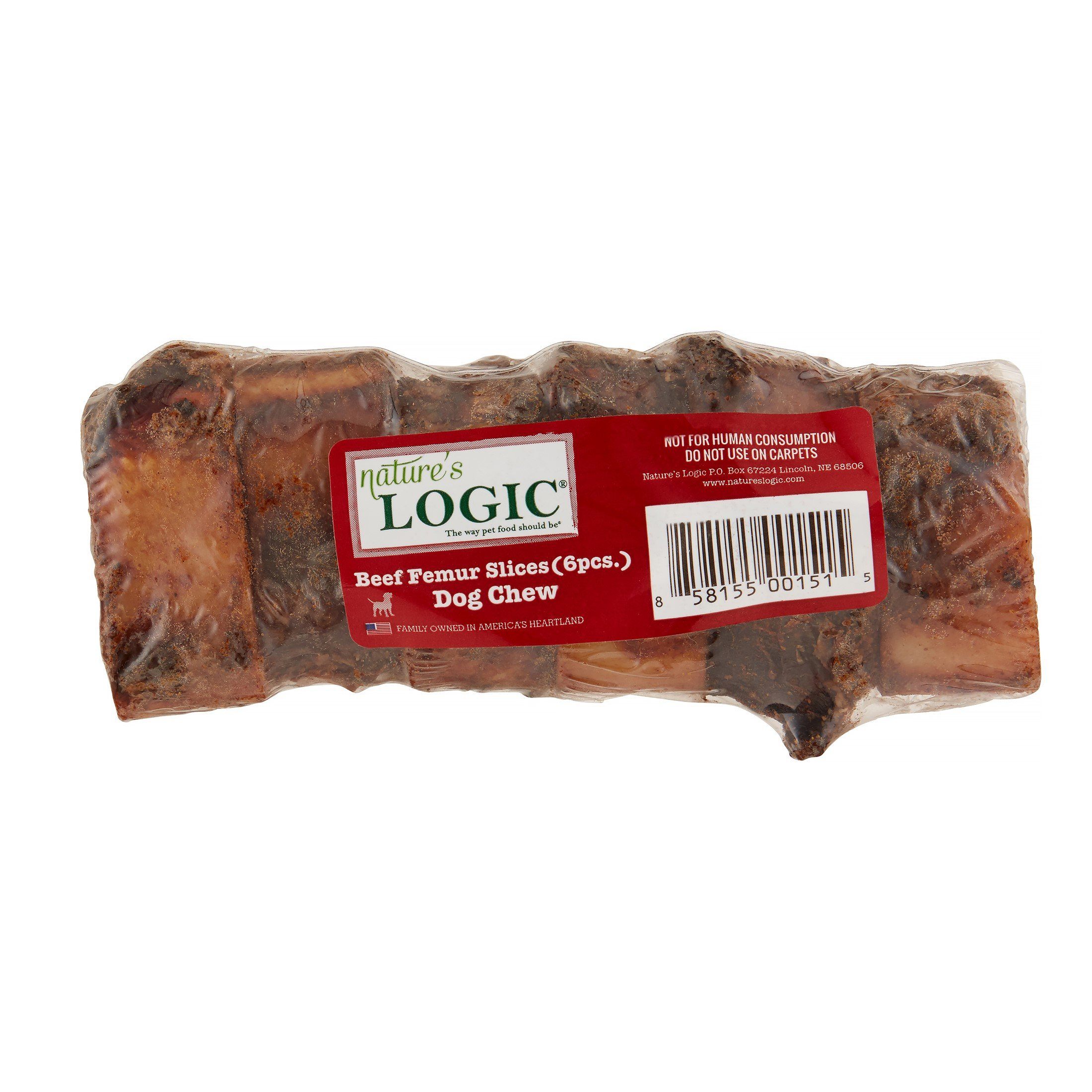 Nature's Logic Beef 1 inch Femur Slices All-Natural Beef Dog Treats - 6 Pack