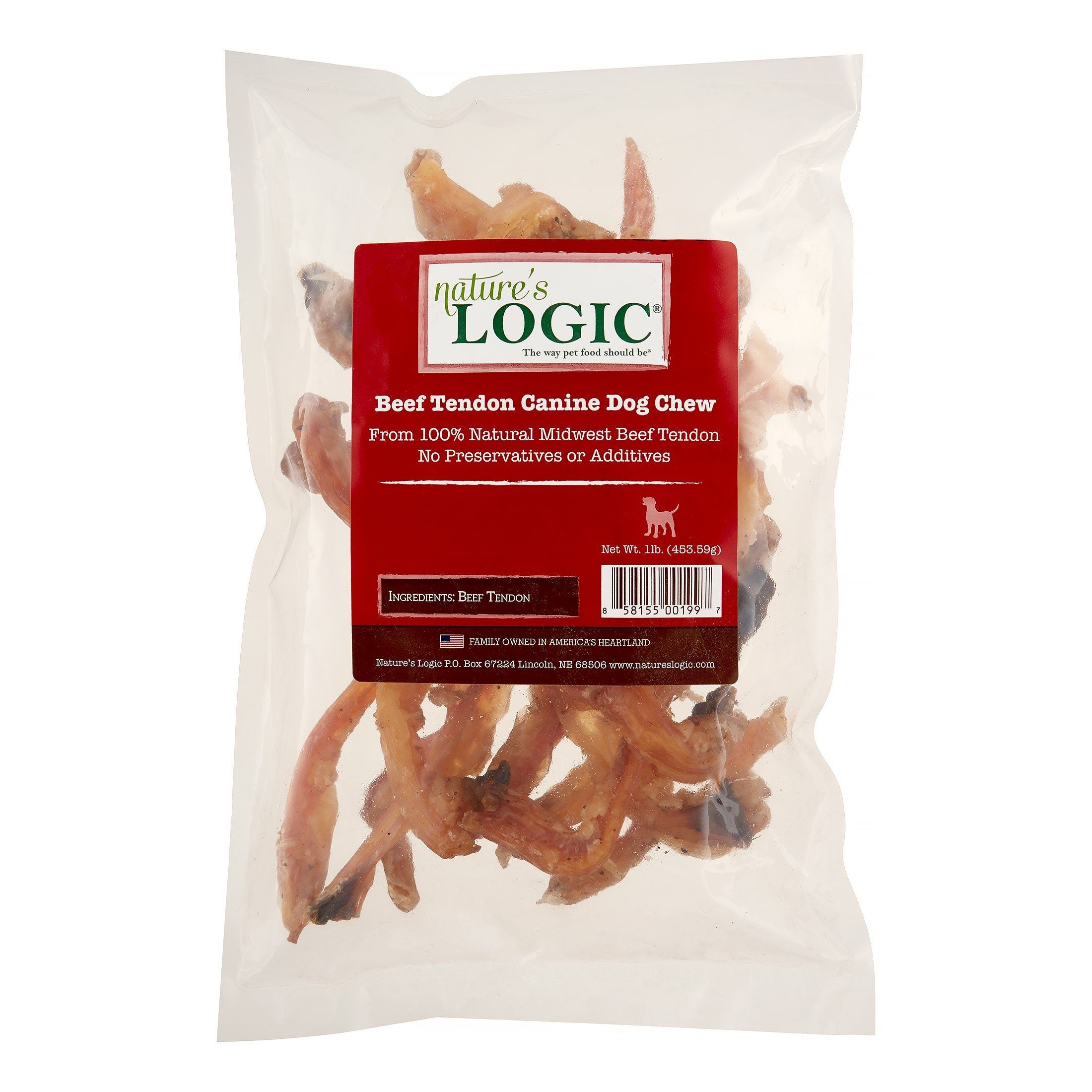 Nature's Logic Beef Tendon Treat All-Natural Beef Dog Treats - 1 lb Bag
