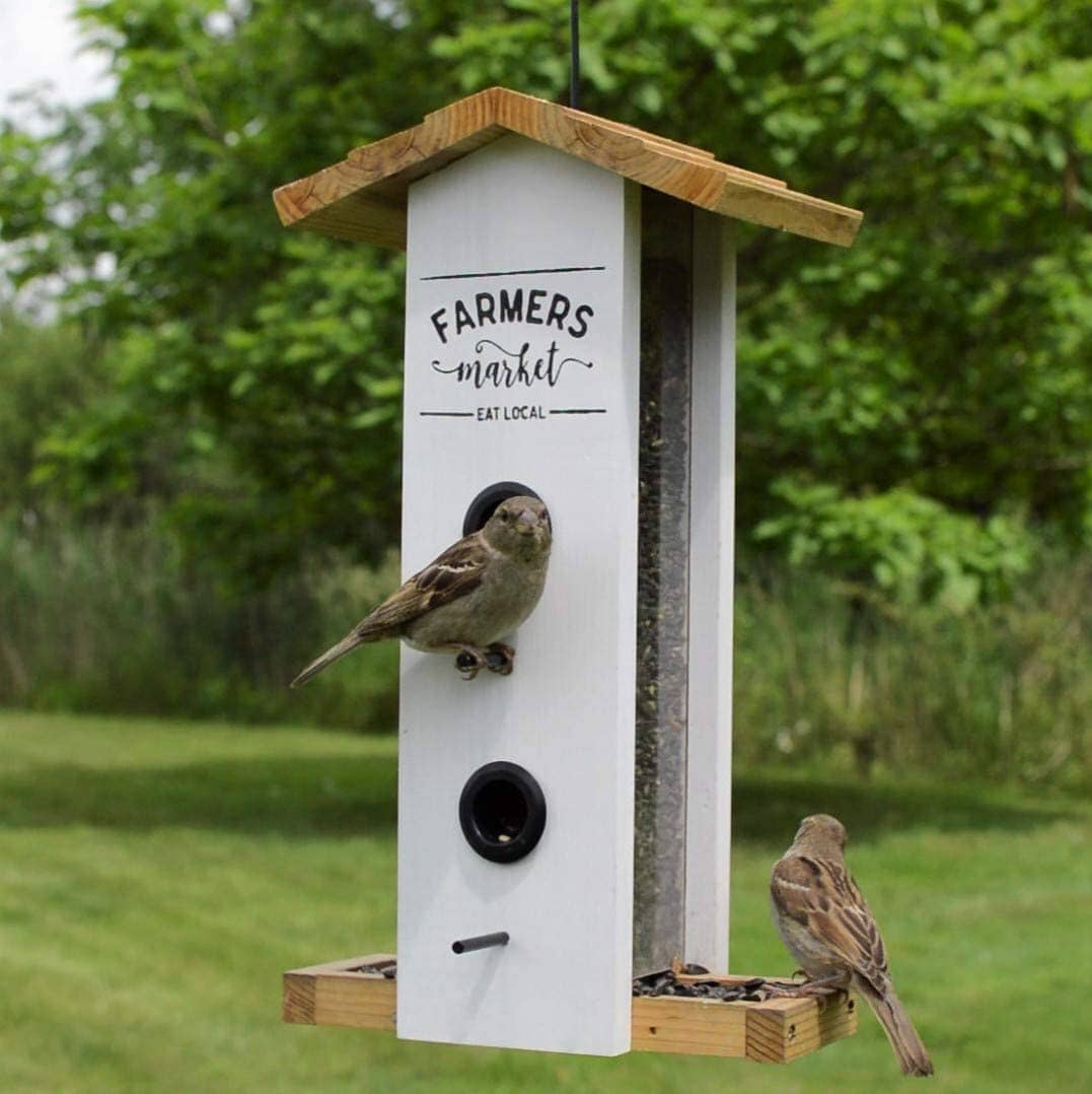 Nature's Way Farmhouse Vertical Wooden Hopper Wild Bird Feeder - White - 1.5 Qt Cap