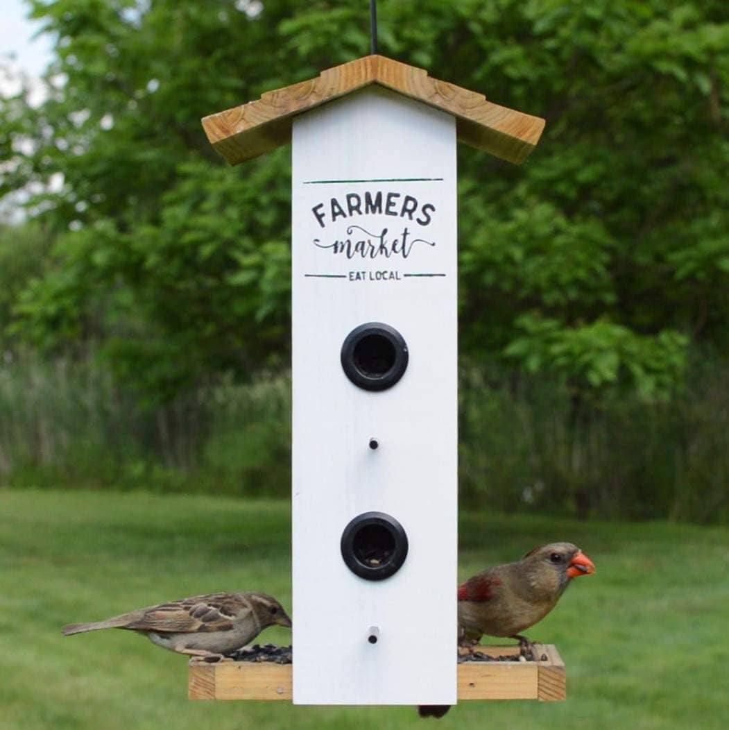 Nature's Way Farmhouse Vertical Wooden Hopper Wild Bird Feeder - White - 1.5 Qt Cap