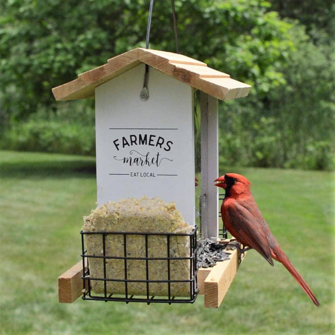 Nature's Way Farmhouse Wooden Hopper Wild Bird Feeder - White - 3 Qt Cap