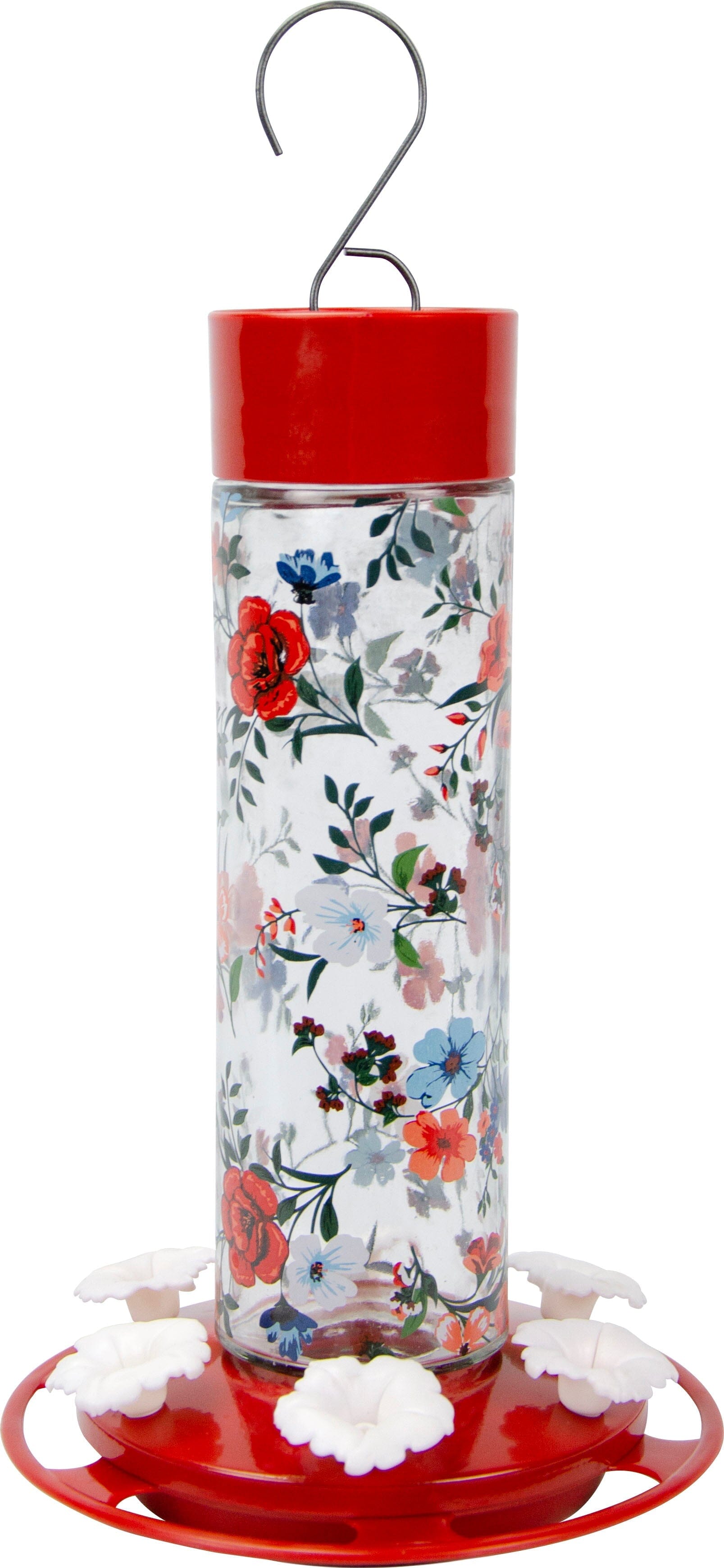 Nature's Way Vintage Blossom Decorative Glass Hummingbird Feede - Red - 20 Oz Cap