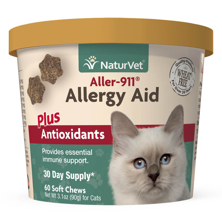 Naturvet Aller 911 Allergy Aid Plus Antioxidants CAT Cat Chewy Supplements - 60 ct Cup