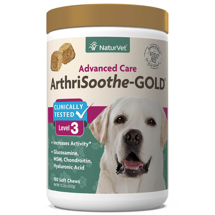 Naturvet ArthriSoothe GOLD Soft Chew Hip and Joint Cat and Dog Supplements - 180 ct Jar