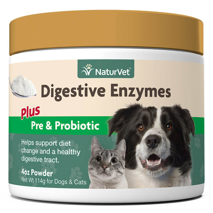 Naturvet Digestive Enzymes Dog and Cat Supplements - 4 oz Jar