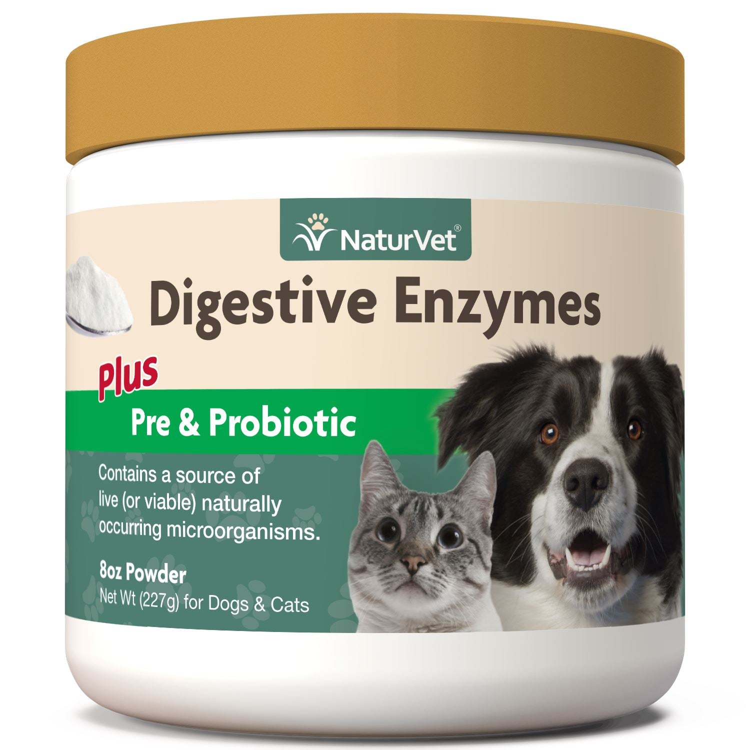 Naturvet Digestive Enzymes Dog and Cat Supplements - 8 oz Jar
