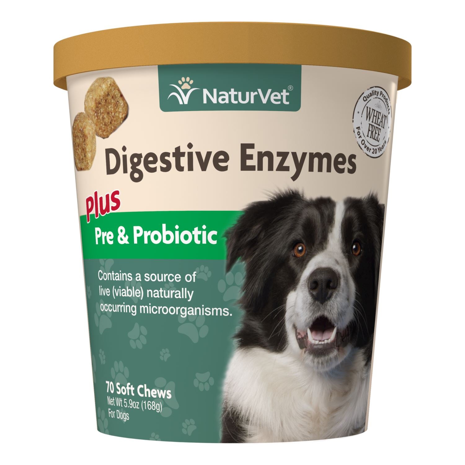 Naturvet Digestive Enzymes Plus Probiotics Soft Chew Dog Supplements - 70 ct Cup