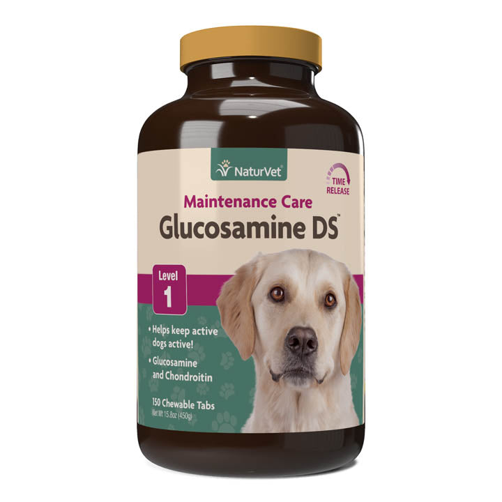 Naturvet Glucosamine DS (Double Strength) Level 1 Tablets Hip and Joint Cat and Dog Supplements - 150 ct Bottle