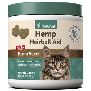 Naturvet Hemp Hairball Aid Plus Hemp Seed Soft Chews Cat Chewy Supplements - 60 ct