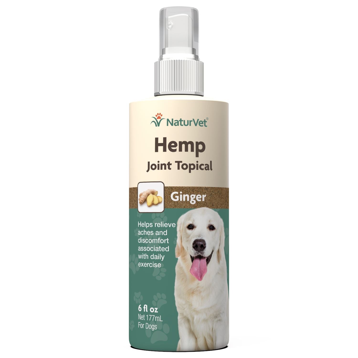 Naturvet Hemp Joint Topical with Ginger Spray Hip and Joint Dog Supplements - 6 oz Bottle
