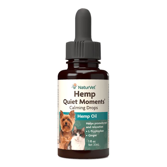 Naturvet Hemp Quiet Moments Calming Drops Hemp Oil for Dogs & Cats - 1 oz Bottle