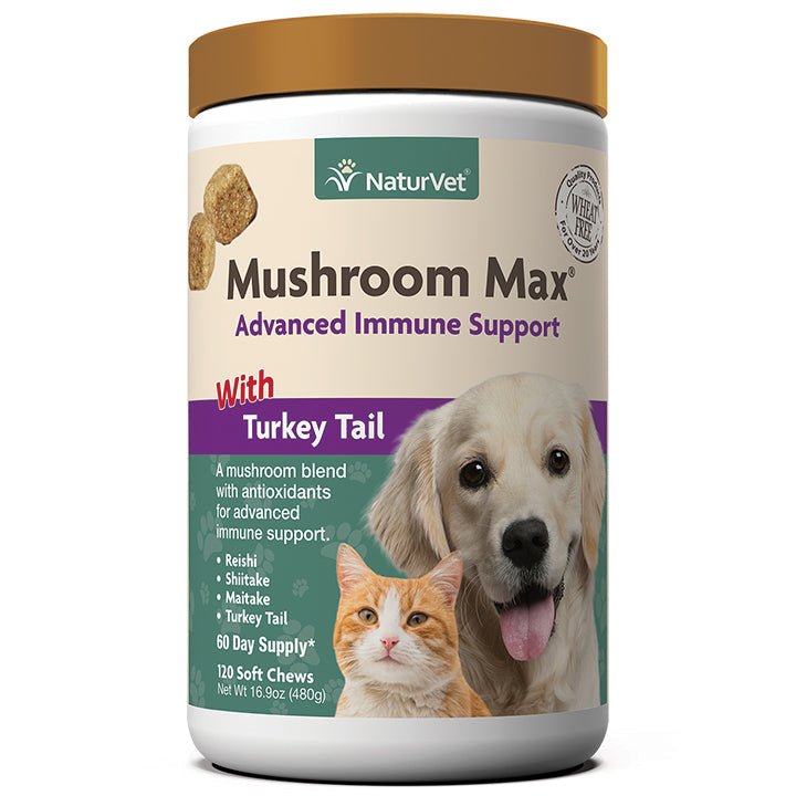 Naturvet Mushroom Max Advanced Immune Support Cat and Dog Vitamins - 120 ct Jar