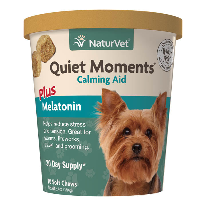 Naturvet Quiet Moments Plus Melatonin Soft Chew 70 ct Bag Cat and Dog Supplements -