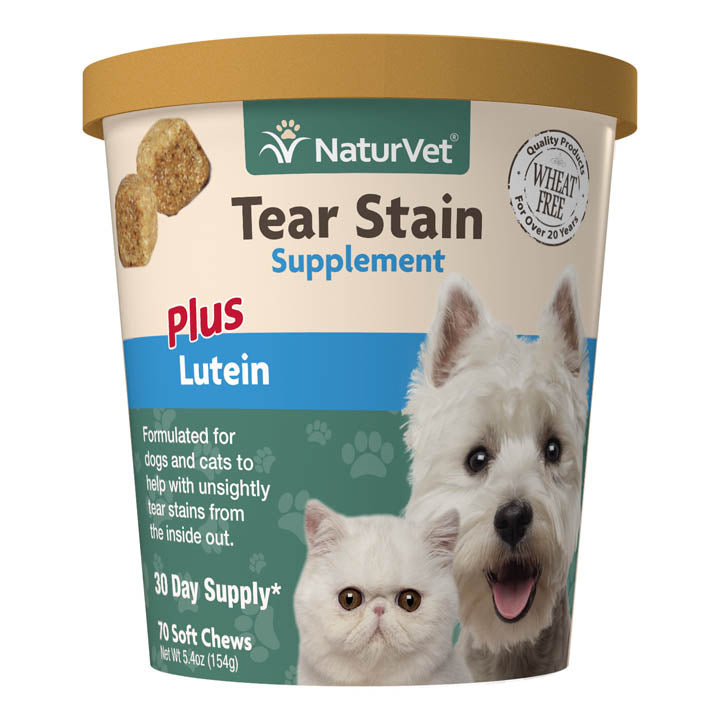 Naturvet Tear Stain Plus Lutein Soft Chews Cat and Dog Tear Stain Remover - 70 ct Cup