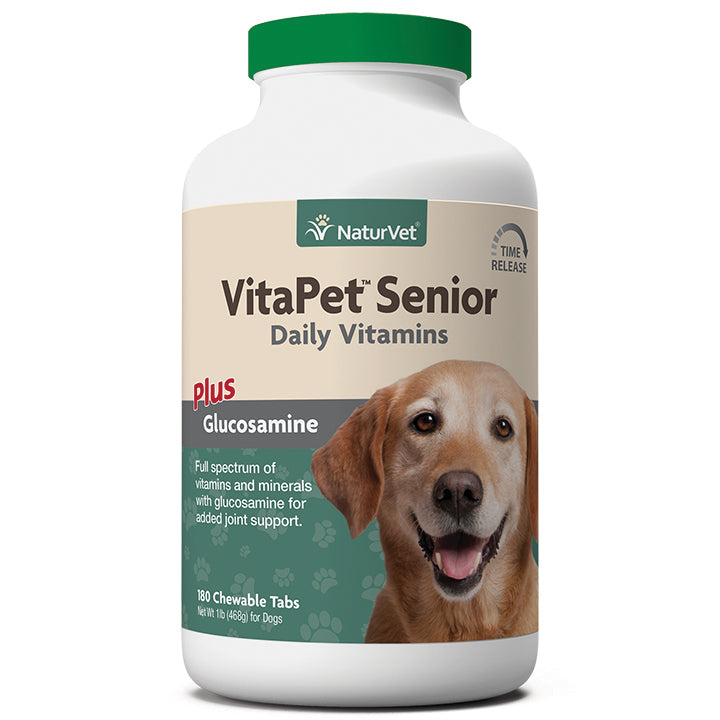 Naturvet Vita Pet SENIOR with Glucosamine Tablets Dog Supplements - 180 ct Bottle