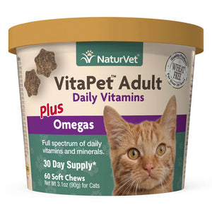Naturvet VitaPet Adult Plus Omegas Cat Chewy Supplements - 60 ct Cup