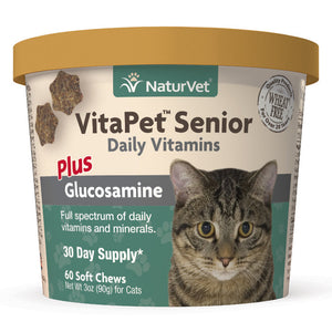 Naturvet VitaPet Senior Plus Glucosamine Cat Chewy Supplements - 60 ct Cup