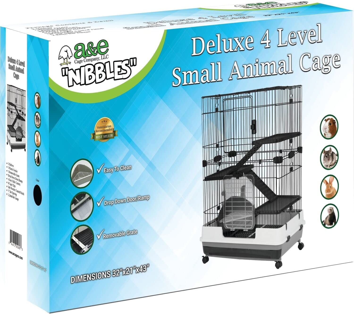Nibbles Deluxe 4 Level Small Animal Cage - 32 X 21 X 43 In