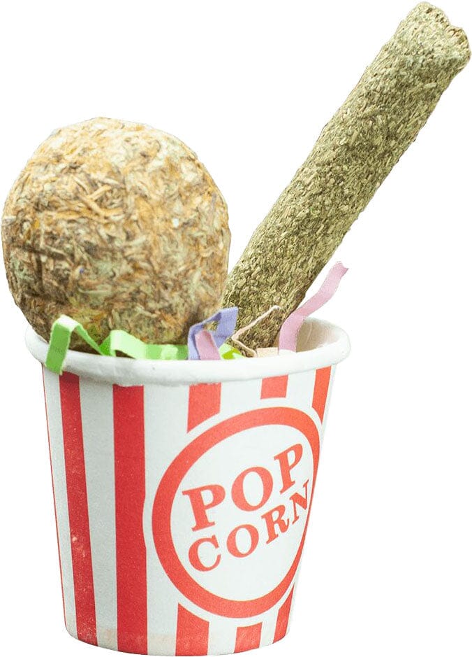 Nibbles Timothy Hay Popcorn Small Animal Chew Toy with Crinkle Paper