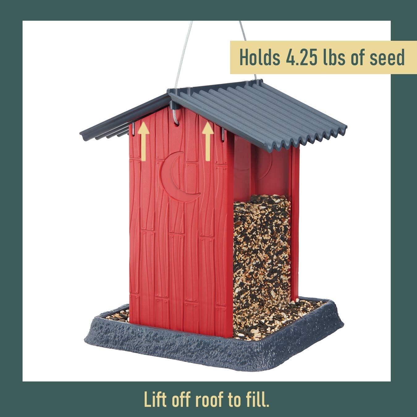 North States Shed Plastic Hopper Wild Bird Feeder - Red - 4.25 Lbs Cap