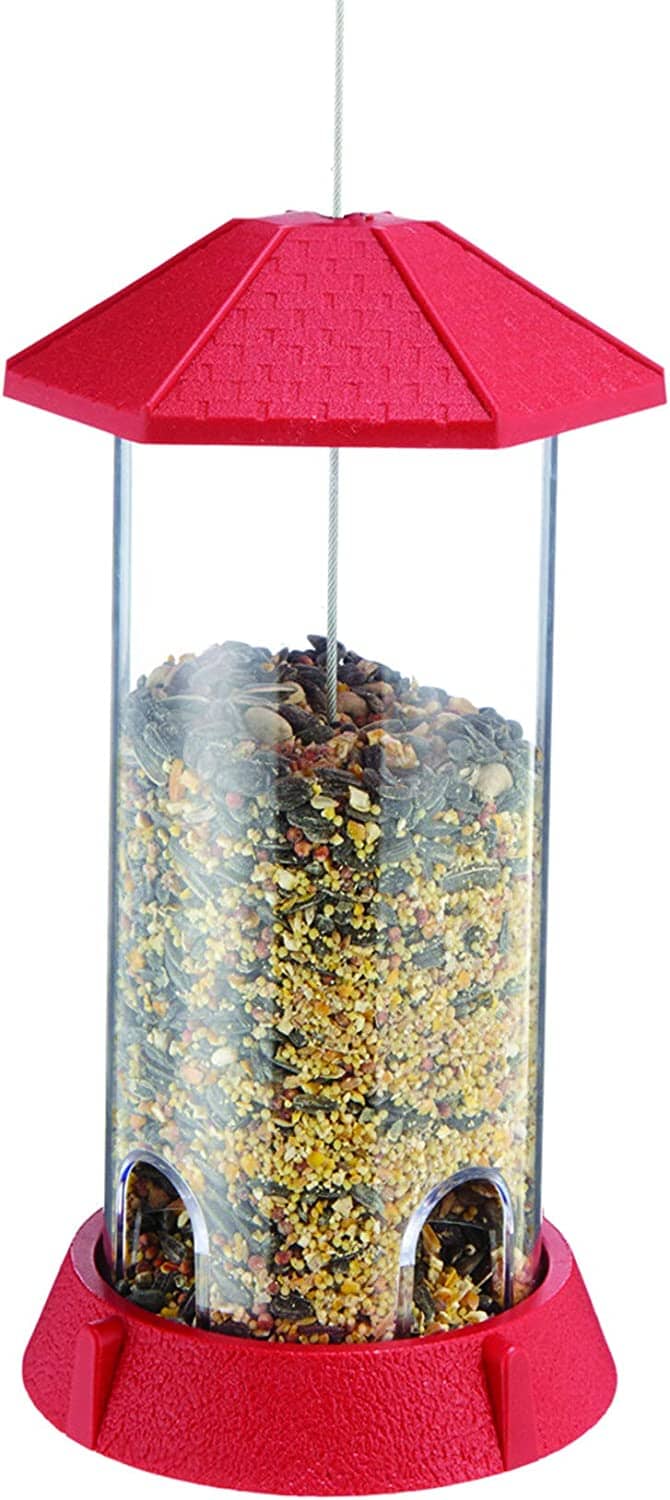 North States Village Collection Gazebo Plastic Hopper Wild Bird Feeder - Red - 2.25 Lbs Cap