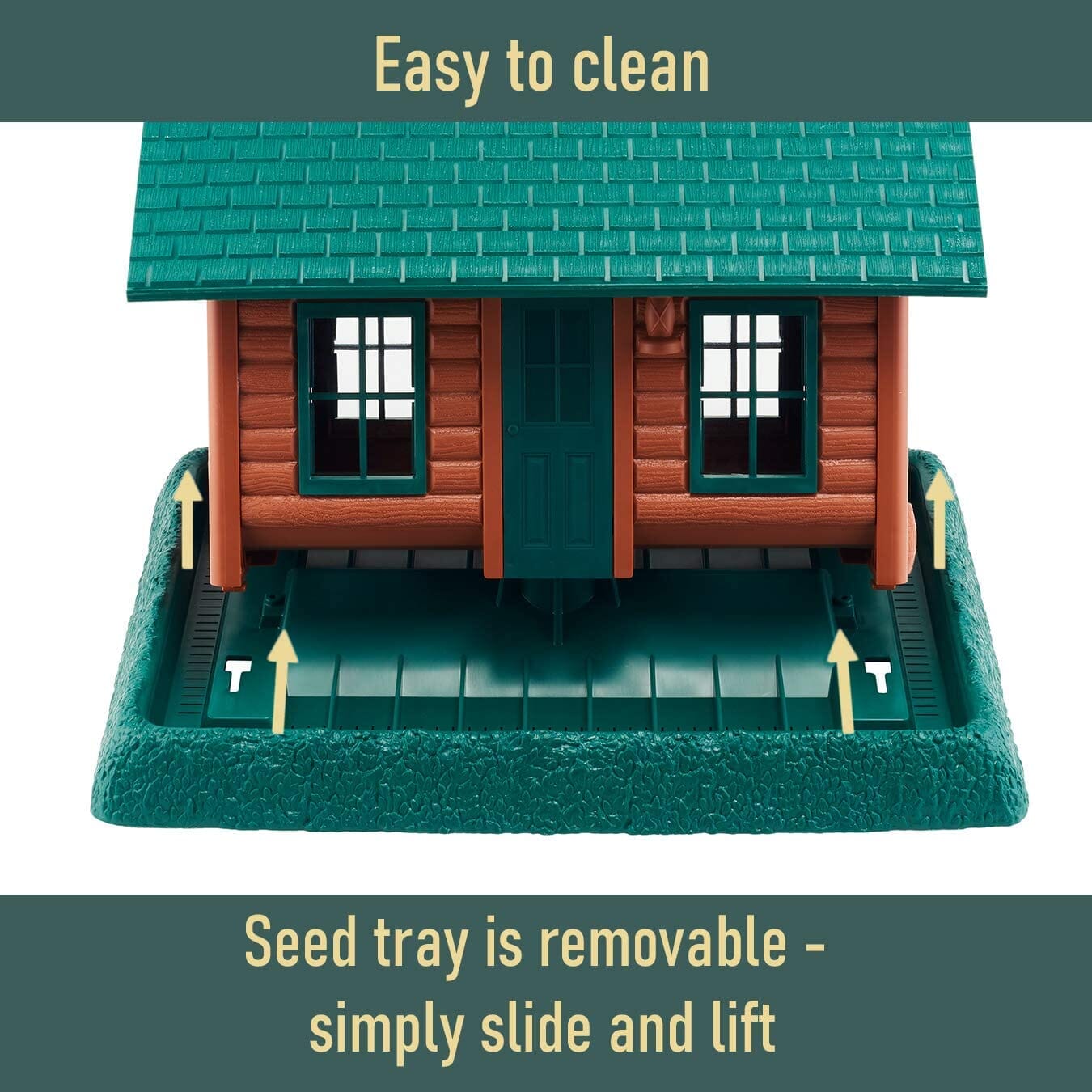 North States Village Collection Log Cabin Plastic Hopper Wild Bird Feeder - Green/Brown - 8 Lbs Cap