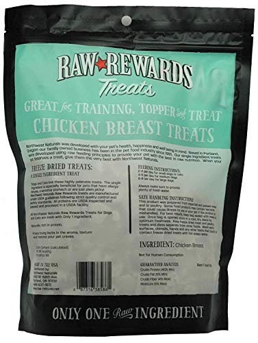 Northwest Naturals Freeze Dried Chicken Breast Treat Freeze-Dried Cat and Dog Treats - 10 oz Bag  