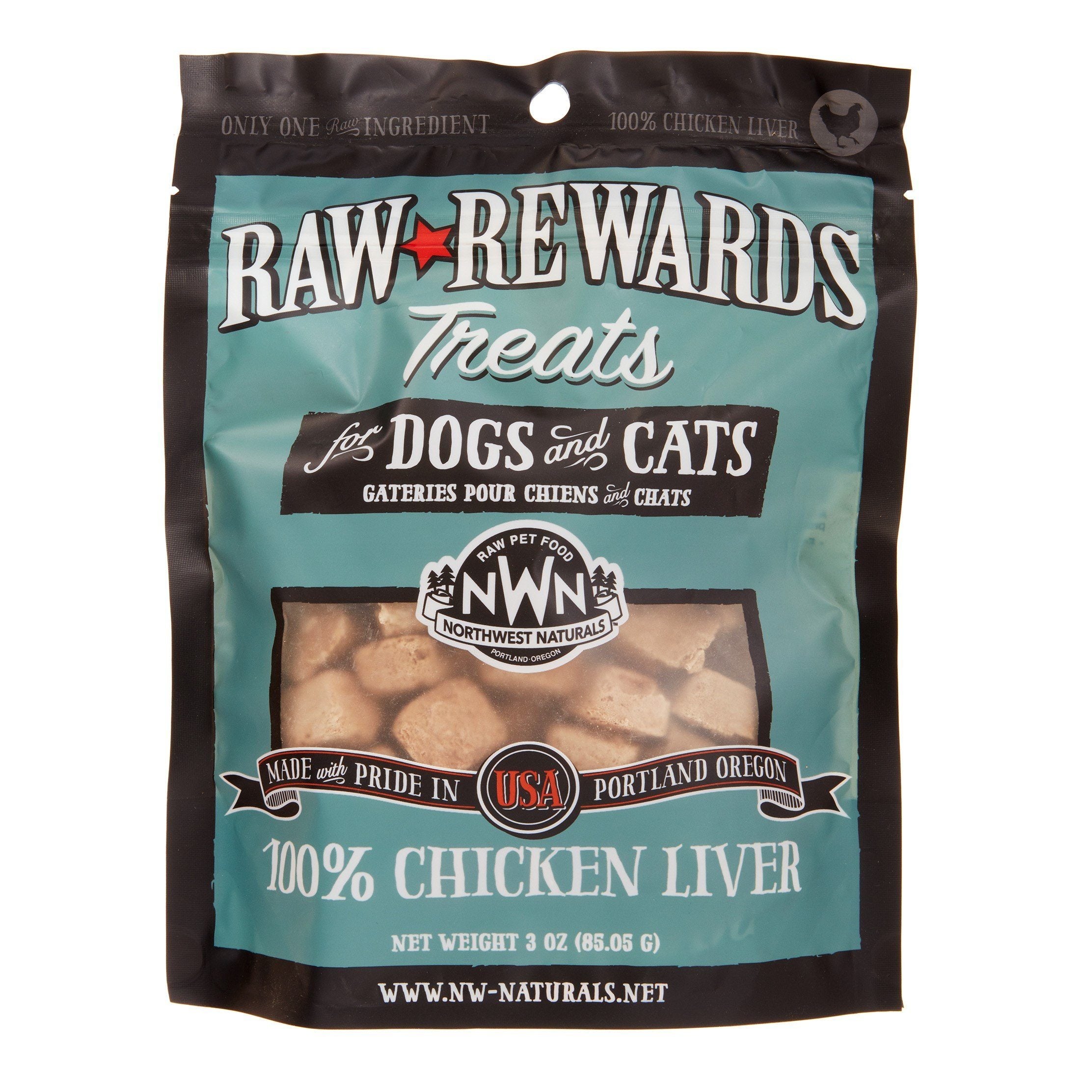 Northwest Naturals Freeze Dried Chicken Liver Treat Freeze-Dried Cat and Dog Treats - 3 oz Bag
