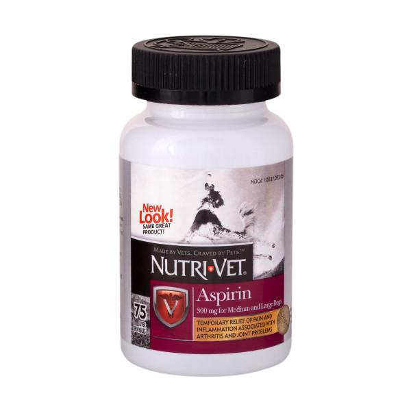 Nutri-Vet Pain Relief Aspirin for Large Dogs (300mg) Dog Supplements - 75 ct Bottle
