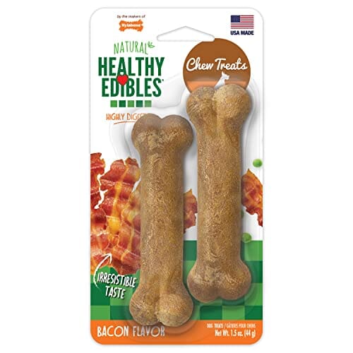 Nylabone Healthy Edibles Natural Chew Dog Biscuits Treats - Bacon - Petite - 2 Pack