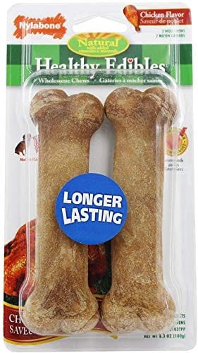 Nylabone Healthy Edibles Natural Chew Dog Biscuits Treats - Chicken - Wolf - 2 Pack
