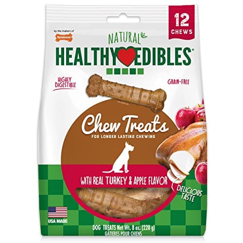 Nylabone Healthy Edibles Natural Chew Dog Biscuits Treats - Turkey/Apple - Petite - 12 Pack