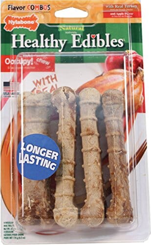 Nylabone Healthy Edibles Natural Chew Dog Biscuits Treats - Turkey/Apple - Reg - 4 Pack