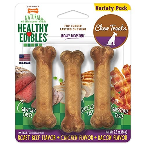 Nylabone Healthy Edibles Natural Chew Variety Pack Dog Biscuits Treats - Assorted - Petite - 3 Pack