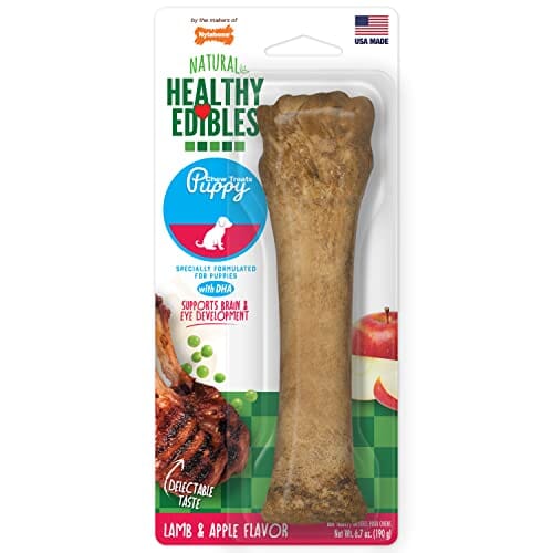 Nylabone Healthy Edibles Puppy Natural Chew Dog Biscuits Treats - Lamb/Apple - Souper