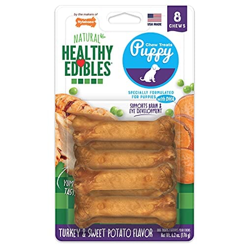 Nylabone Healthy Edibles Puppy Natural Chew Dog Biscuits Treats - Turkey/Sweet Potato - Petite - 8 Pack