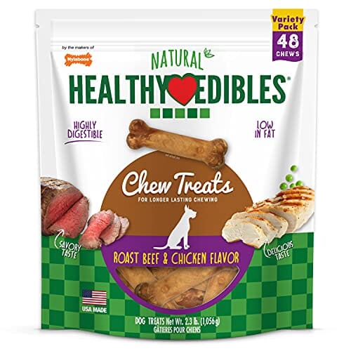 Nylabone Healthy Edibles Variety Pack Dog Biscuits Treats - Beef/Chicken - 48 Count